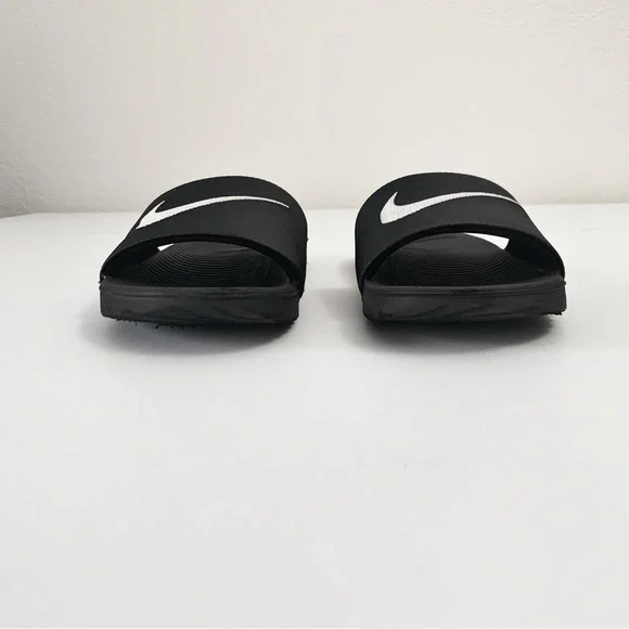 Nike Youth Black Slides with White Swoosh Logo ~ 2Y - Picture 5 of 8